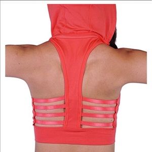 Intimates & Sleepwear - Hooded coral caged back sports bra Intimates & Sleepwear - Hooded coral caged back sports bra